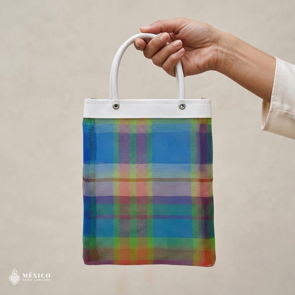 Mini Mexican Market Bag – Reusable Plastic Tote, Traditional Handcrafted Style